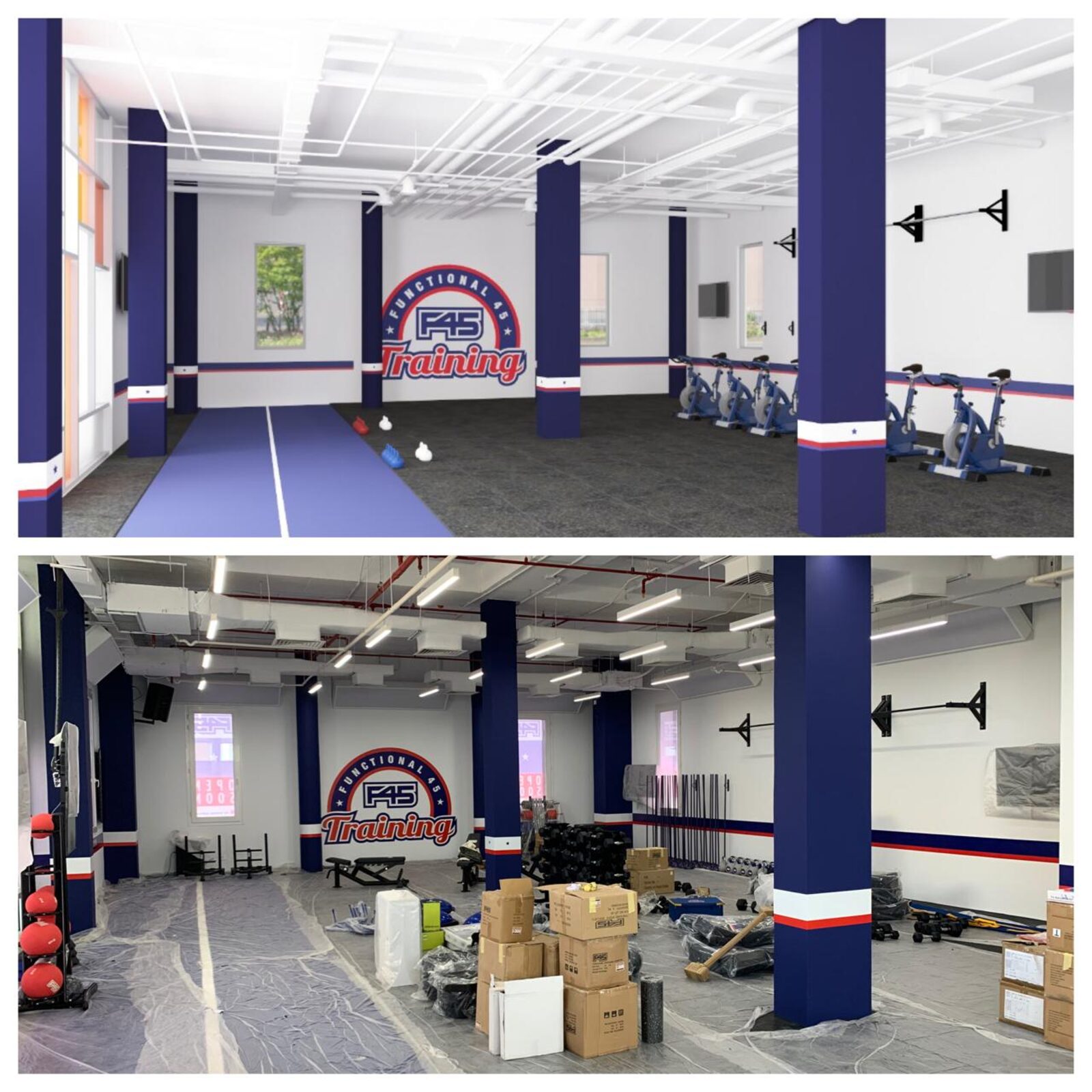 F45 Gyms: render vs built